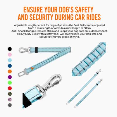 Show full view: Dog Friendly Co. Adjustable Anti-Shock Bungee Dog Seat Belt, Pink slide 3 of 6