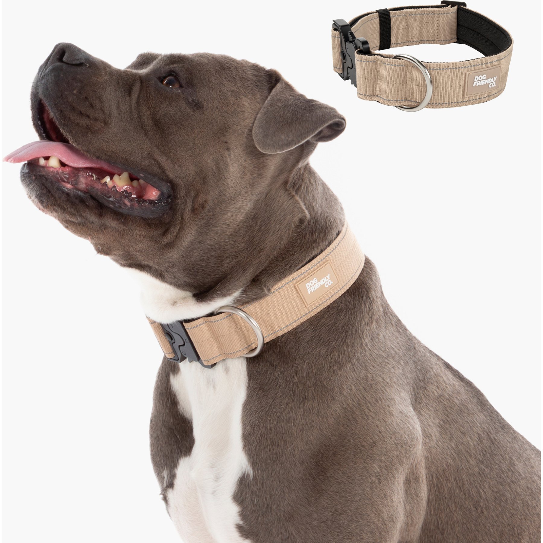 Dog Friendly Co. Comfortable & Secure with Quick Release Clip Buckle Reflective Tactical Dog Collar Black, Premium Brown, Large/X-Large