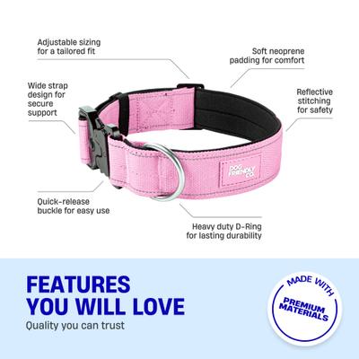 Show full view: Dog Friendly Co. Comfortable & Secure with Quick Release Clip Buckle Reflective Tactical Dog Collar Black, Pink, X-Small/XX-Small slide 4 of 7