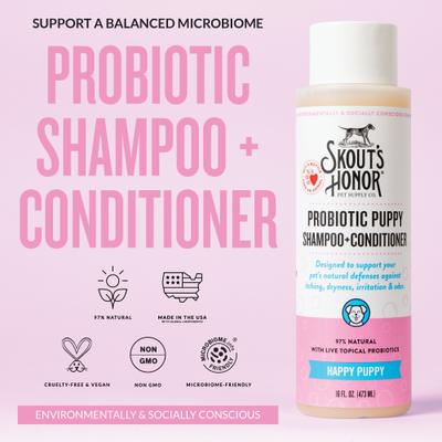 Show full view: Skout's Honor Happy Puppy Probiotic Cat & Dog Shampoo & Conditioner, 16-fl oz bottle slide 4 of 12