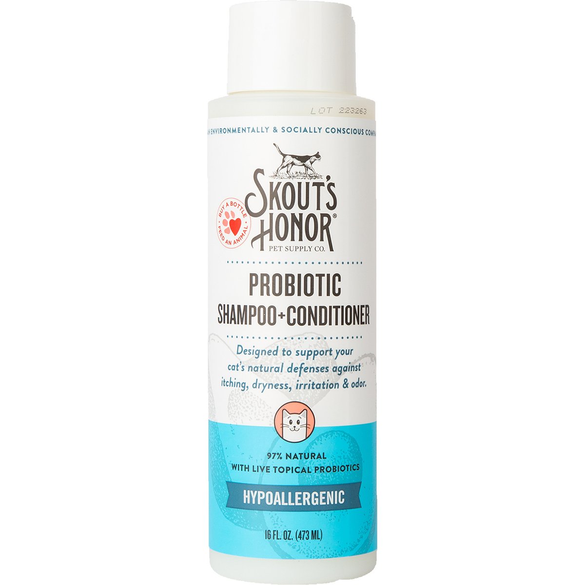 Skout's Honor Probiotic Fragrance Free Cat Shampoo & Conditioner, 16-fl oz bottle