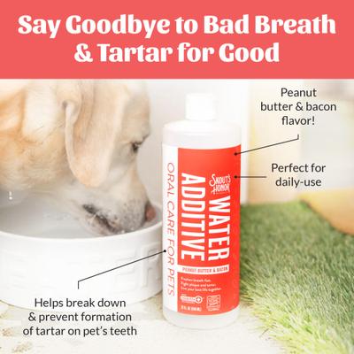 Show full view: Skout's Honor Oral Care Peanut Butter & Bacon Dog Dental Water Additive, 32-fl oz bottle slide 6 of 11