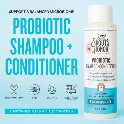 Show full view: Skout's Honor Probiotic Fragrance Free Cat Shampoo & Conditioner, 16-fl oz bottle slide 3 of 11
