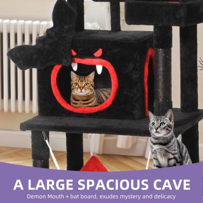 Show full view: Wooflex Gothic Halloween 63-in Plush Cat Tree Tower & Condo, Black/Red slide 4 of 8