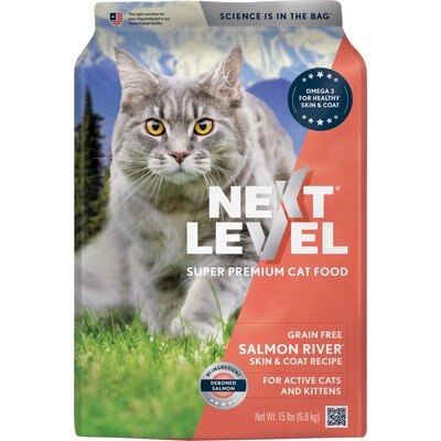 Next Level Super Premium Pet Food Next Level Super Premium Pet Food Grain-Free River Salmon Skin & Coat Recipe Dry Cat Food, 15-lb bag