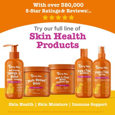 Show full view: Zesty Paws Skin & Coat Bites Salmon Flavored Soft Chews Salmon Oil Supplement for Dogs, 90 count slide 9 of 11