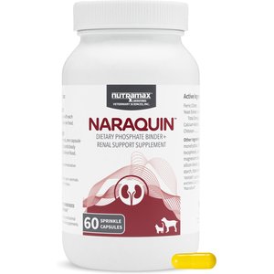 Nutramax Naraquin Dietary Phosphate Binder Plus Renal Support Supplement for Dogs & Cats, 60 count
