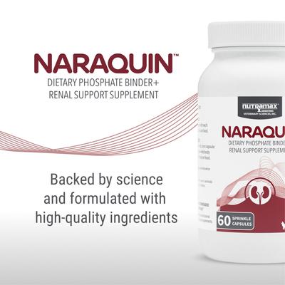 Show full view: Naraquin Dietary Phosphate Binder Plus Renal Support Supplement for Dogs & Cats, 60 count slide 4 of 9