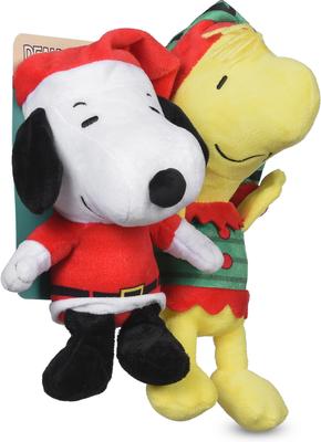 Show full view: PEANUTS Christmas Holiday Snoopy Santa & Woodstock Elf Big Head 9-in Plush Dog Toy, 2 count slide 3 of 7
