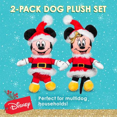 Show full view: Disney Classics Christmas Mickey & Friends Holiday Mickey & Minnie Contemporary Style 6-in Squeaky Plush Dog Toy, 2 count slide 4 of 8