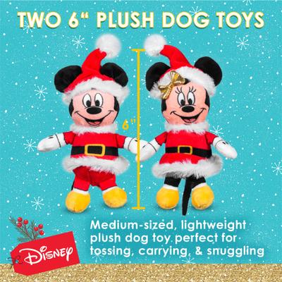 Show full view: Disney Classics Christmas Mickey & Friends Holiday Mickey & Minnie Contemporary Style 6-in Squeaky Plush Dog Toy, 2 count slide 6 of 8