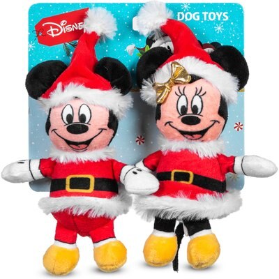 Disney Classics Disney Classics Christmas Mickey & Friends Holiday Mickey & Minnie Contemporary Style 6-in Squeaky Plush Dog Toy, 2 count