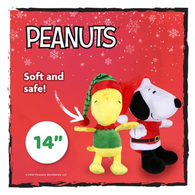 Show full view: PEANUTS Christmas Holiday Snoopy Santa & Woodstock Elf Big Head 9-in Plush Dog Toy, 2 count slide 6 of 7
