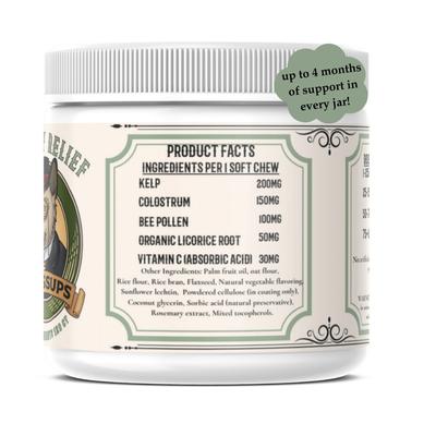 Show full view: Pawssups Allergy Relief Chew Supplement for Dogs, 12 count jar slide 9 of 10