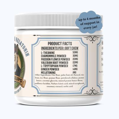 Show full view: Pawssups Calming with Melatonin Chew Supplement for Dogs, 120 count jar slide 9 of 10