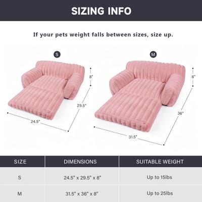 Show full view: LFC PETS Plush Foldable Couch Dog & Cat Bed with Removable Cover, Pink, Small slide 4 of 11