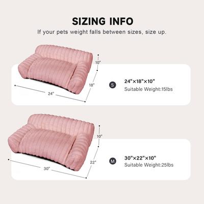 Show full view: LFC PETS Plush Foldable Couch Dog & Cat Bed with Removable Cover, Pink, Small slide 3 of 11