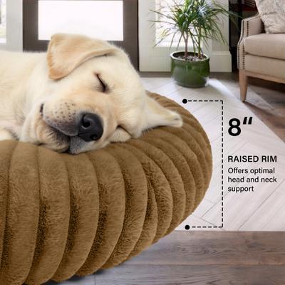 Show full view: LFC PETS Donut Bolster Dog & Cat Bed with Removable Cover, Khaki, Large slide 4 of 10