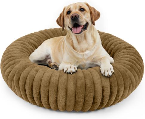 Show full view: LFC PETS Donut Bolster Dog & Cat Bed with Removable Cover, Khaki, Large slide 3 of 10