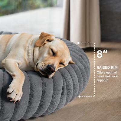 Show full view: LFC PETS Donut Bolster Dog & Cat Bed with Removable Cover, Dark Grey, Large slide 5 of 11