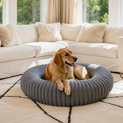 Show full view: LFC PETS Donut Bolster Dog & Cat Bed with Removable Cover, Dark Grey, Large slide 4 of 11