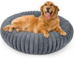 LFC PETS Donut Bolster Dog & Cat Bed with Removable Cover, Dark Grey, Large