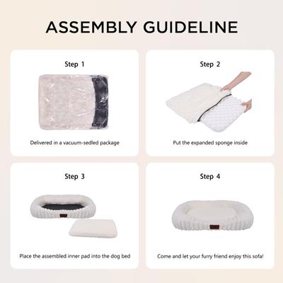 Show full view: LFC PETS Washable Bolster Dog & Cat Bed with Removable Inner Cushion, Milkywhite, Medium Plus slide 10 of 10