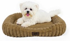 LFC PETS Washable Bolster Dog & Cat Bed with Removable Inner Cushion, Khaki, Medium Plus