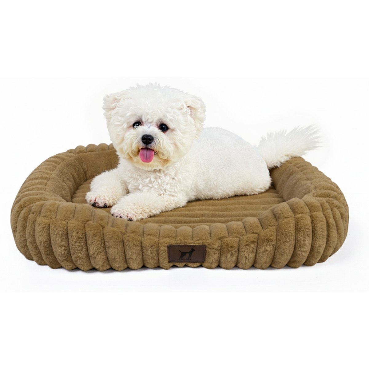 LFC PETS Washable Bolster Dog & Cat Bed with Removable Inner Cushion, Khaki, Medium