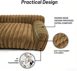 LFC PETS Plush Foldable Couch Dog & Cat Bed with Removable Cover, Khaki, Small slide 2 of 9