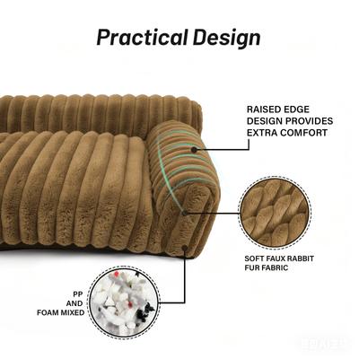 Show full view: LFC PETS Plush Foldable Couch Dog & Cat Bed with Removable Cover, Khaki, Small slide 9 of 10
