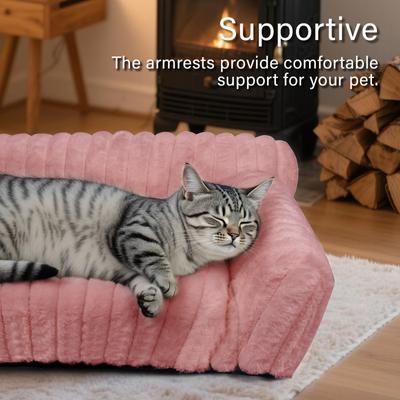 Show full view: LFC PETS Plush Foldable Couch Dog & Cat Bed with Removable Cover, Pink, Small slide 6 of 11