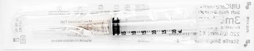 Show full view: UltiCare VetRx Syringes, 3 mL x 22G x 19.5mm (3/4"), Luer Lock, Soft Pack Syringe/Needle Combo, 100 Syringes slide 4 of 6