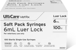 UltiCare VetRx Syringes, 6 mL, Luer Lock, Soft Pack, 100 Syringes