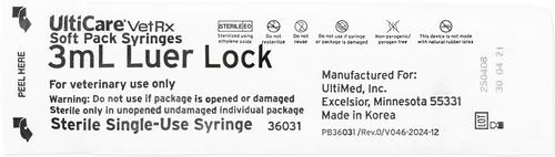 Show full view: UltiCare VetRx Syringes, 3 mL, Luer Lock, Soft Pack, 100 Syringes slide 3 of 5