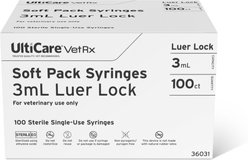 UltiCare VetRx Syringes, 3 mL, Luer Lock, Soft Pack, 100 Syringes