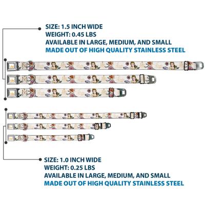 Show full view: Buckle-Down Disney Beauty & the Beast Belle Castle Pose Dog Collar, Medium: 11 to 16.5-in neck, 1-in wide slide 3 of 8