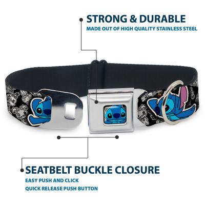 Show full view: Buckle-Down Disney Stitch Poses Mini Scrump Scattered Dog Collar, Large: 15 to 24-in neck, 1-in wide slide 4 of 8