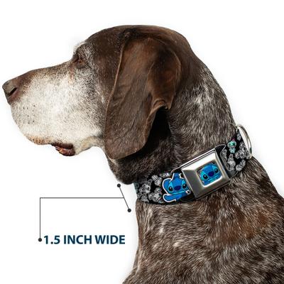 Show full view: Buckle-Down Disney Stitch Poses Mini Scrump Scattered Dog Collar, Large: 15 to 24-in neck, 1-in wide slide 7 of 8