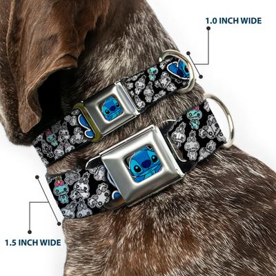 Show full view: Buckle-Down Disney Stitch Poses Mini Scrump Scattered Dog Collar, Large: 15 to 24-in neck, 1-in wide slide 2 of 8