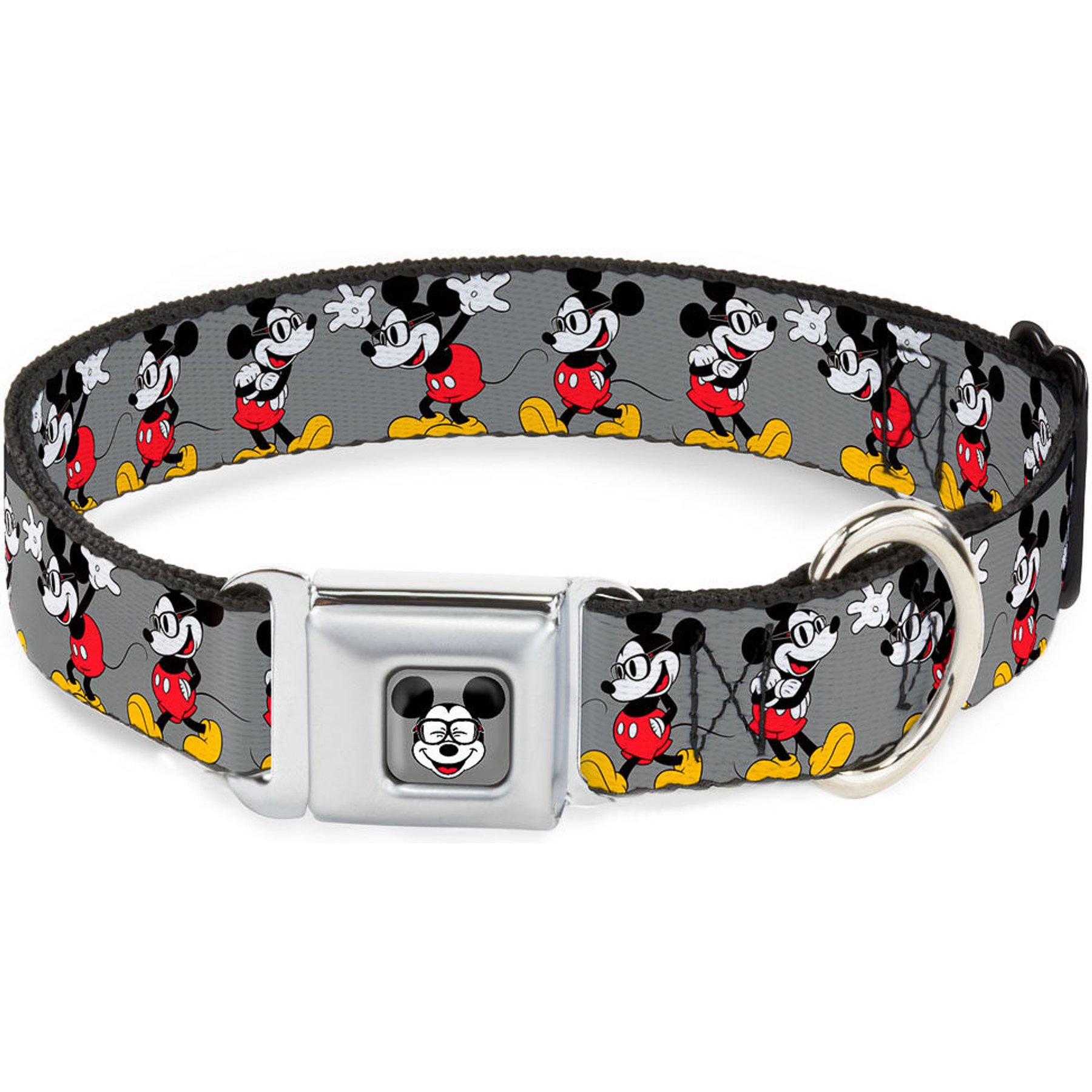 Buckle-Down Disney Mickey Mouse Glasses Poses Dog Collar, Medium: 11 to 16.5-in neck, 1-in wide