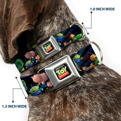 Show full view: Buckle-Down Disney Toy Story Characters Running Denim Rays Dog Collar, Medium: 11 to 16.5-in neck, 1-in wide slide 3 of 9