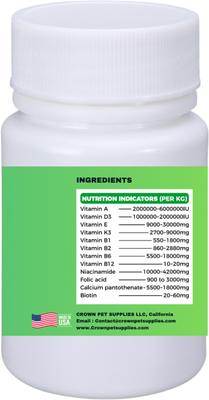 Show full view: Crown Pet Supplies The Perfect Formula Multivitamin Powder Bird Supplement, 2.65-oz bag slide 3 of 7