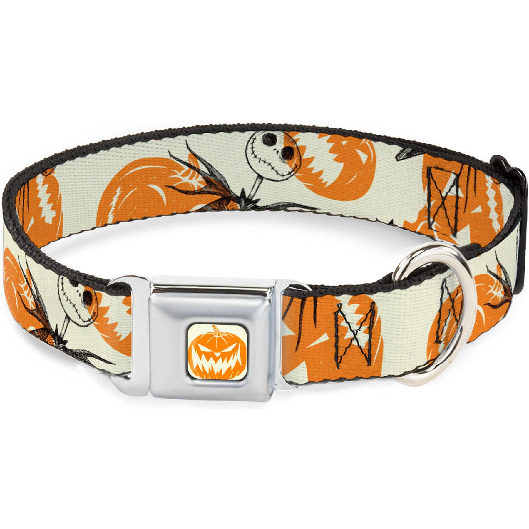 Buckle-Down Disney The Nightmare Before Christmas Jack Pose & Pumpkins Dog Collar, Medium: 11 to 16.5-in neck, 1-in wide