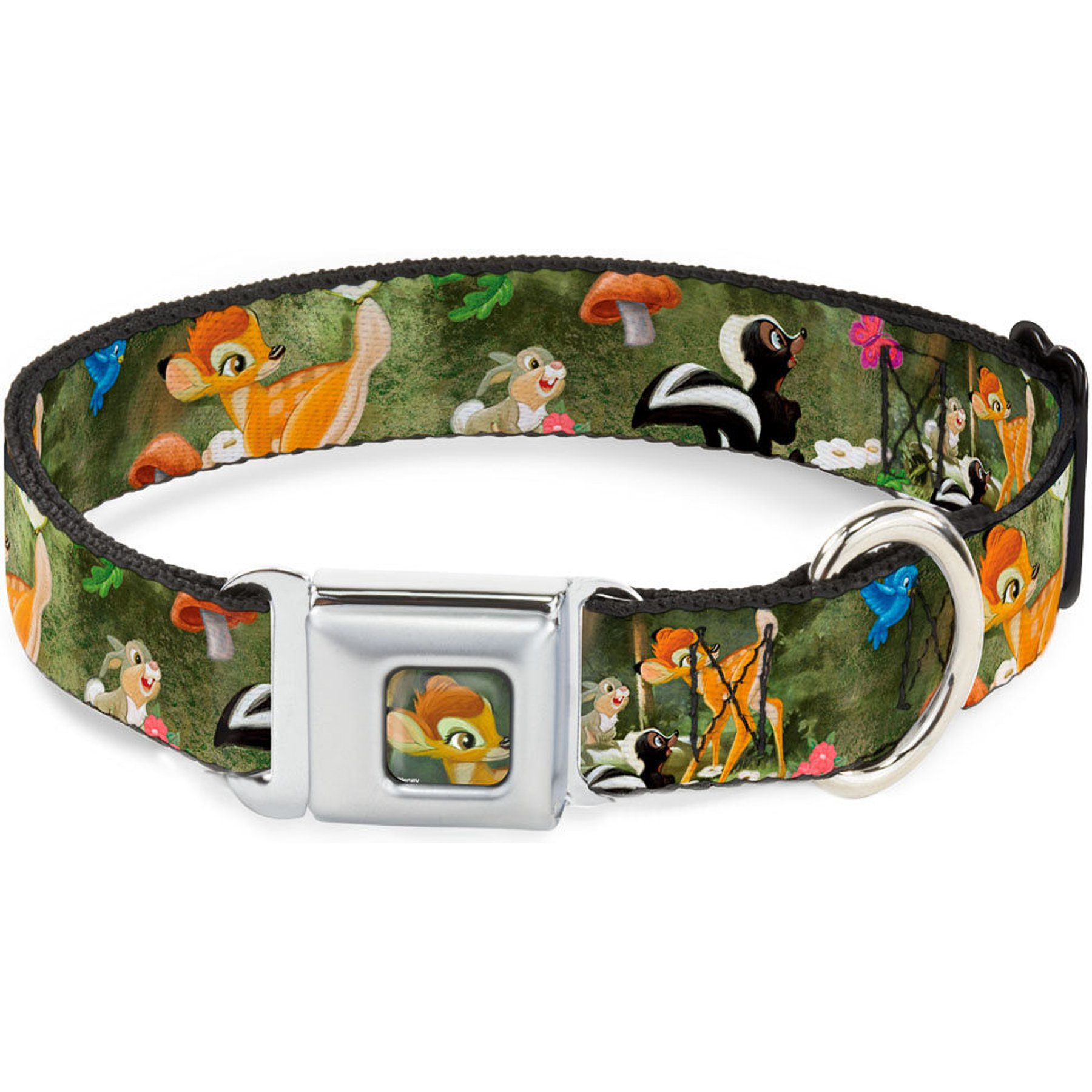 Buckle-Down Disney Bambi Friends Scene Dog Collar, Medium: 11 to 16.5-in neck, 1-in wide