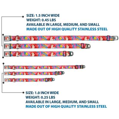 Show full view: Buckle-Down Disney Ariel Flounder Fish Trio Poses Dog Collar, Medium: 16 to 23-in neck, 1.5-in wide slide 3 of 8