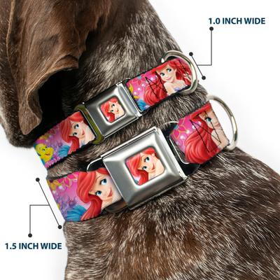 Show full view: Buckle-Down Disney Ariel Flounder Fish Trio Poses Dog Collar, Medium: 16 to 23-in neck, 1.5-in wide slide 2 of 8