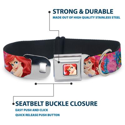 Show full view: Buckle-Down Disney Ariel Flounder Fish Trio Poses Dog Collar, Medium: 16 to 23-in neck, 1.5-in wide slide 4 of 8