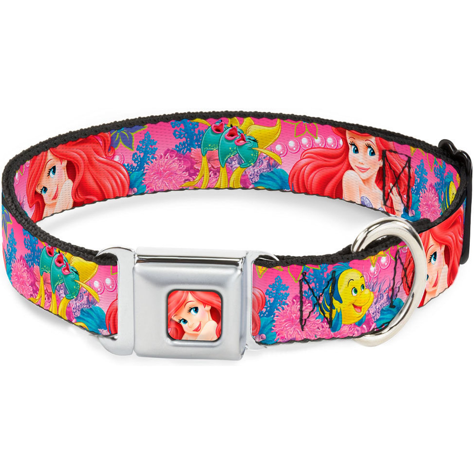 Buckle-Down Disney Ariel Flounder Fish Trio Poses Dog Collar, Large: 20 to 31-in neck, 1.5-in wide