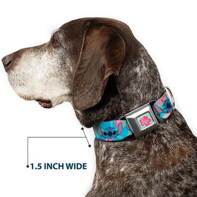 Show full view: Buckle-Down Disney Lilo & Stitch Stitch Expressions & Flowers Dog Collar, Medium: 11 to 16.5-in neck, 1-in wide slide 7 of 8